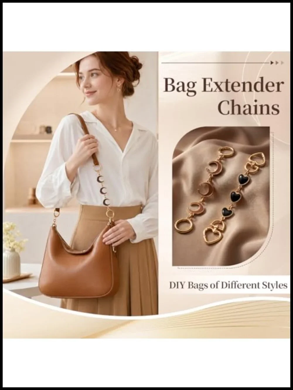 4-Pack Bag Chain Charm Purse Extender Keychain Set